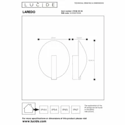 Applique murale d'extérieur Lucide LAREDO LED Noir, 1 lumière