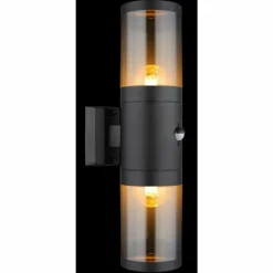 Applique murale d'extérieur Globo XELOO Noir, 2 lumières, Détecteur de mouvement