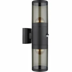 Applique murale d'extérieur Globo XELOO Noir, 2 lumières, Détecteur de mouvement