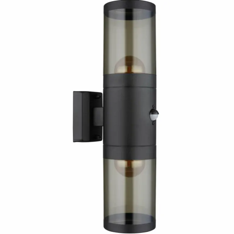 Applique murale d'extérieur Globo XELOO Noir, 2 lumières, Détecteur de mouvement