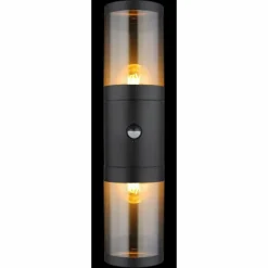 Applique murale d'extérieur Globo XELOO Noir, 2 lumières, Détecteur de mouvement