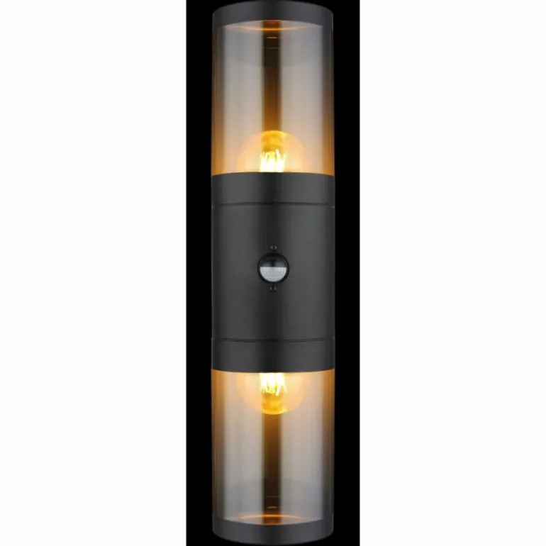 Applique murale d'extérieur Globo XELOO Noir, 2 lumières, Détecteur de mouvement