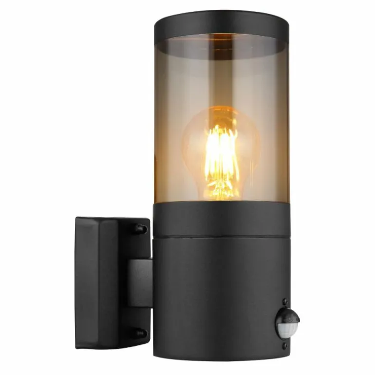 Applique murale d'extérieur Globo XELOO Noir, 1 lumière, Détecteur de mouvement