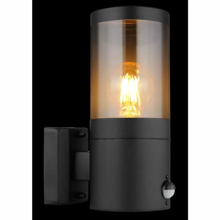 Applique murale d'extérieur Globo XELOO Noir, 1 lumière, Détecteur de mouvement