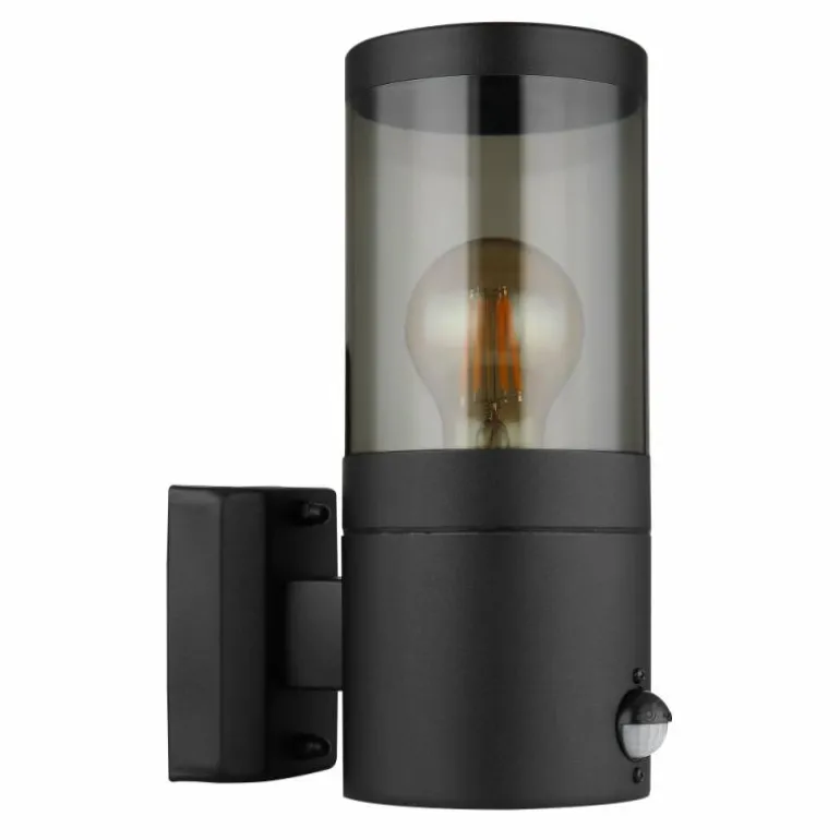 Applique murale d'extérieur Globo XELOO Noir, 1 lumière, Détecteur de mouvement