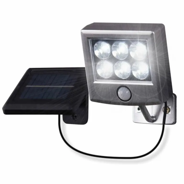 Applique murale d'extérieur Globo SOLAR LED Noir, Argenté, 6 lumières, Détecteur de mouvement