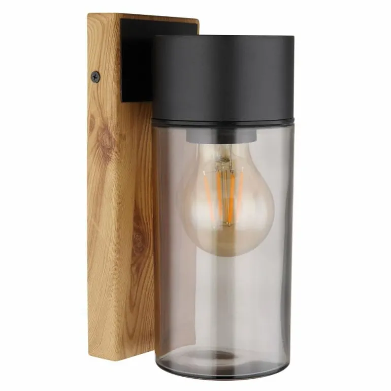Applique murale d'extérieur Globo ETSI Couleur bois, Noir, 1 lumière