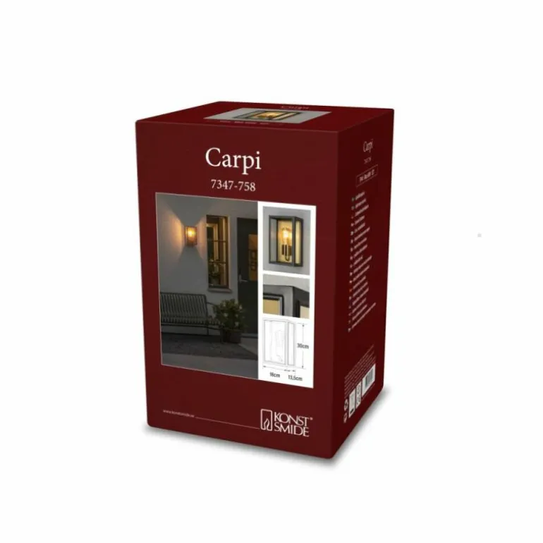 Applique murale d'extérieur Konstsmide Carpi Laiton, Noir, 1 lumière