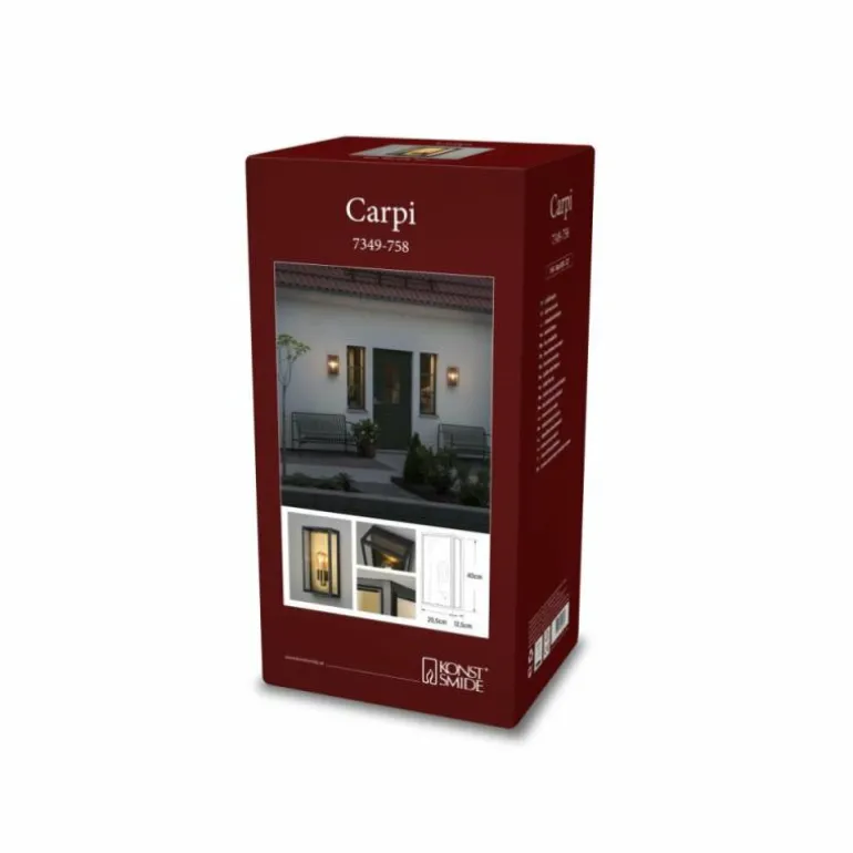 Applique murale d'extérieur Konstsmide Carpi Laiton, Noir, 1 lumière