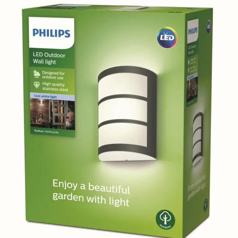 Applique murale d'extérieur Philips Python LED Anthracite, 1 lumière