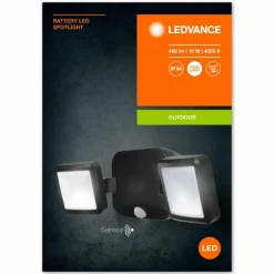 Applique murale d'extérieur LEDVANCE Battery Noir, 2 lumières, Détecteur de mouvement
