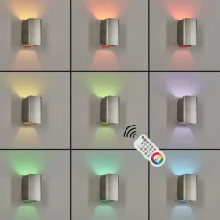 Applique murale d'extérieur Bafueiras LED Nickel mat, Blanc, 1 lumière, Télécommandes, Changeur de couleurs