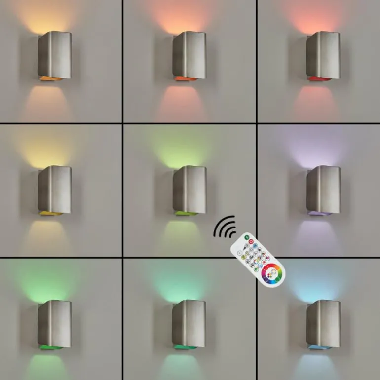 Applique murale d'extérieur Bafueiras LED Nickel mat, Blanc, 1 lumière, Télécommandes, Changeur de couleurs