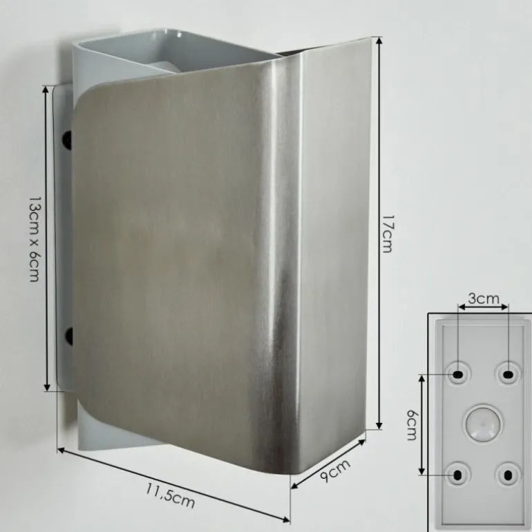 Applique murale d'extérieur Bafueiras LED Nickel mat, Blanc, 1 lumière, Télécommandes, Changeur de couleurs