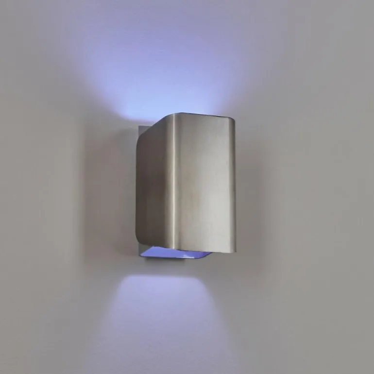 Applique murale d'extérieur Bafueiras LED Nickel mat, Blanc, 1 lumière, Télécommandes, Changeur de couleurs