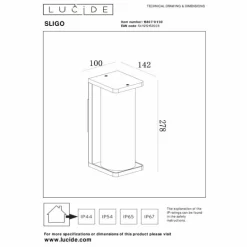 Applique murale d'extérieur Lucide SLIGO Noir, 1 lumière