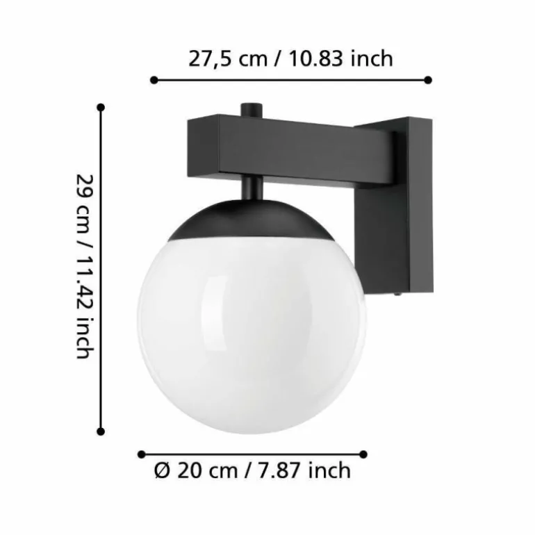 Applique murale d'extérieur Eglo BUFALATA Noir, 1 lumière