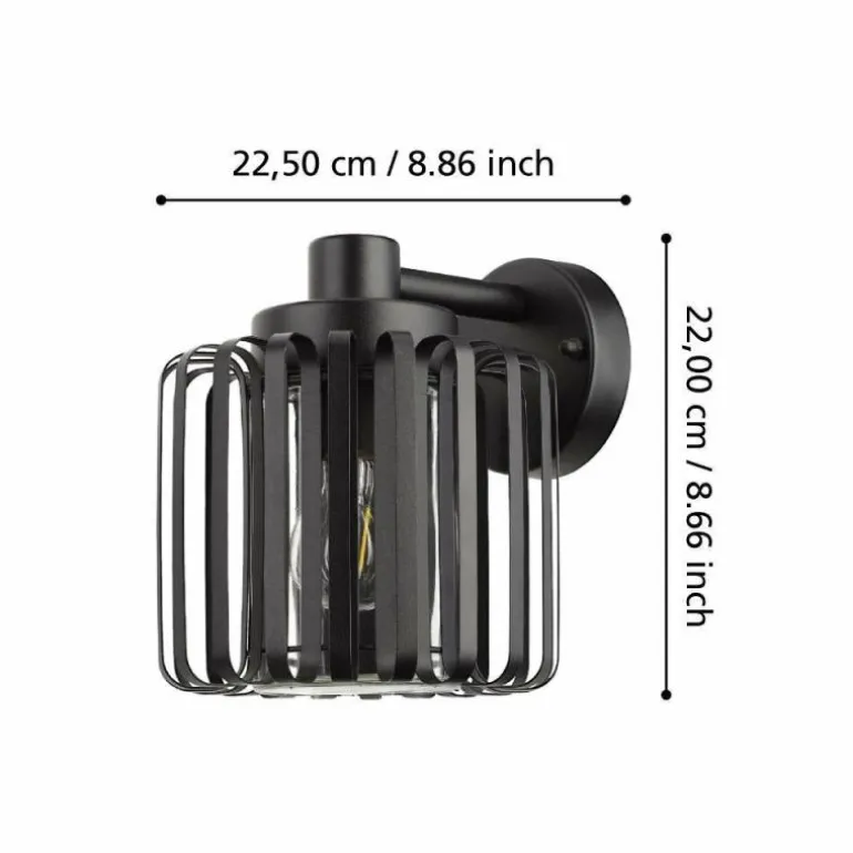 Applique murale d'extérieur Eglo SELINUS Noir, 1 lumière