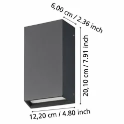 Applique murale d'extérieur Eglo SPONGANO LED Noir, 2 lumières