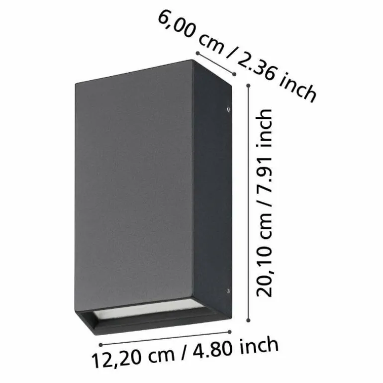 Applique murale d'extérieur Eglo SPONGANO LED Noir, 2 lumières