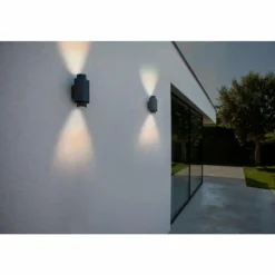 Applique murale d'extérieur Lutec Cypres Anthracite, 2 lumières