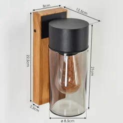 Applique murale d'extérieur Tabary Brun, Couleur bois, Noir, 1 lumière