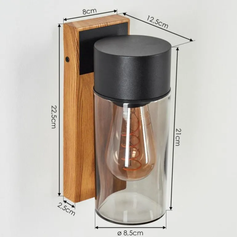 Applique murale d'extérieur Tabary Brun, Couleur bois, Noir, 1 lumière