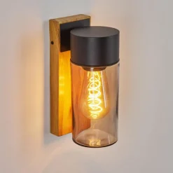 Applique murale d'extérieur Tabary Brun, Couleur bois, Noir, 1 lumière