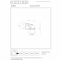 Applique murale d'extérieur Lucide NIORT Noir, 1 lumière