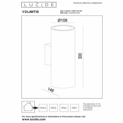 Applique murale d'extérieur Lucide VOLANTIS Noir, 2 lumières