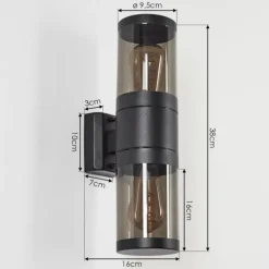 Applique murale d'extérieur Tolsona Noir, 2 lumières