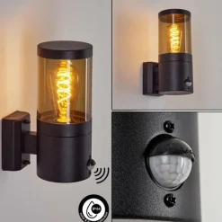 Applique murale d'extérieur Tolsona Noir, 1 lumière, Détecteur de mouvement