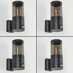 Applique murale d'extérieur Tolsona Noir, 1 lumière, Détecteur de mouvement