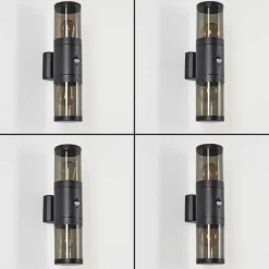 Applique murale d'extérieur Tolsona Noir, 2 lumières, Détecteur de mouvement