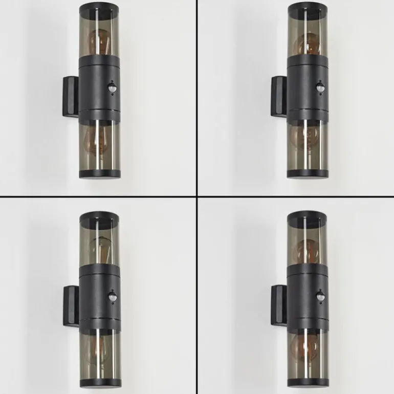 Applique murale d'extérieur Tolsona Noir, 2 lumières, Détecteur de mouvement