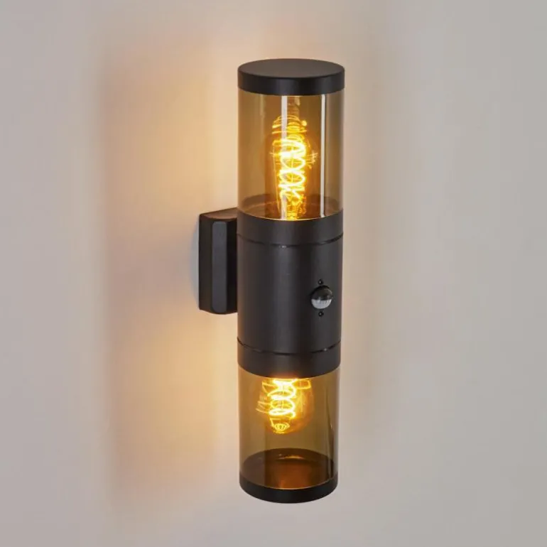 Applique murale d'extérieur Tolsona Noir, 2 lumières, Détecteur de mouvement