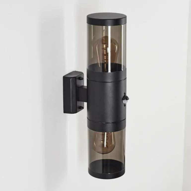 Applique murale d'extérieur Tolsona Noir, 2 lumières, Détecteur de mouvement