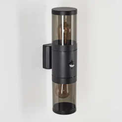 Applique murale d'extérieur Tolsona Noir, 2 lumières, Détecteur de mouvement