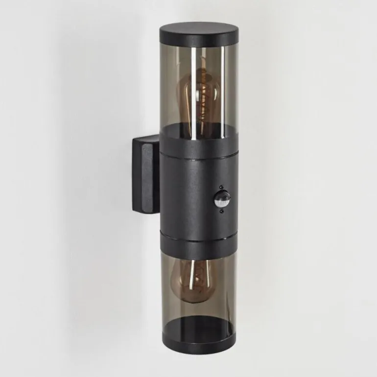 Applique murale d'extérieur Tolsona Noir, 2 lumières, Détecteur de mouvement