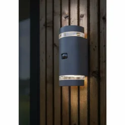 Applique murale d'extérieur Lutec Focus Anthracite, 2 lumières, Détecteur de mouvement