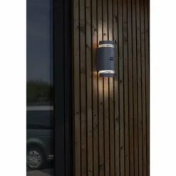 Applique murale d'extérieur Lutec Focus Anthracite, 2 lumières, Détecteur de mouvement