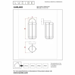 Applique murale d'extérieur Lucide GARLAND Noir, 1 lumière