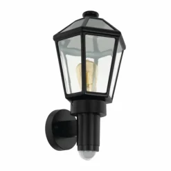 Applique murale d'extérieur EGLO MONSELICE Noir, 1 lumière, Détecteur de mouvement