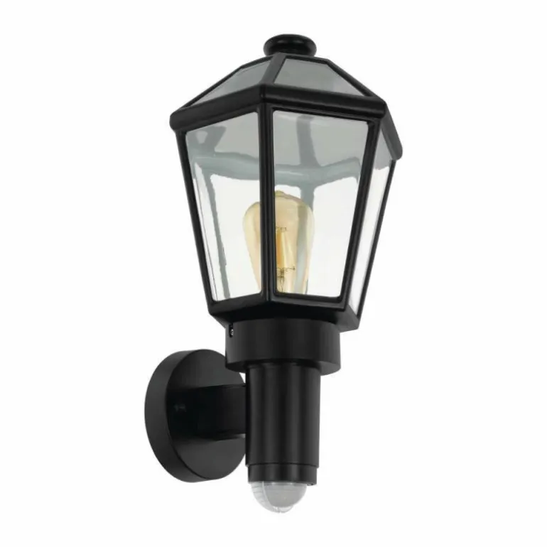 Applique murale d'extérieur EGLO MONSELICE Noir, 1 lumière, Détecteur de mouvement