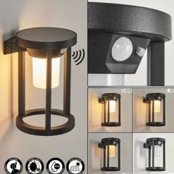 Applique murale d'extérieur Lokpano LED Noir, 1 lumière, Détecteur de mouvement, Changeur de couleurs