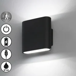 Applique murale d'extérieur FHL easy Magnetics LED Noir, 2 lumières, Détecteur de mouvement