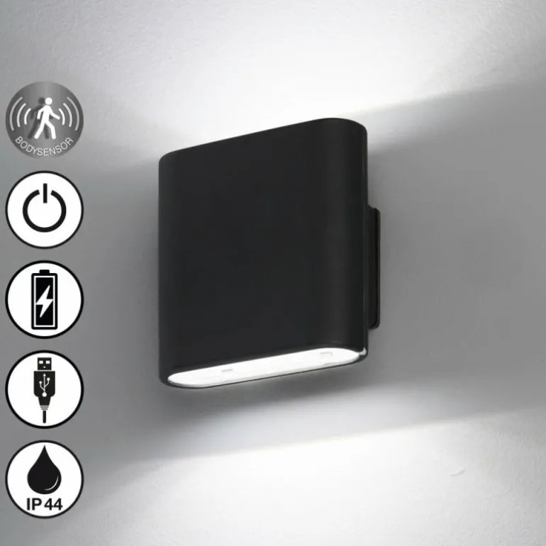 Applique murale d'extérieur FHL easy Magnetics LED Noir, 2 lumières, Détecteur de mouvement