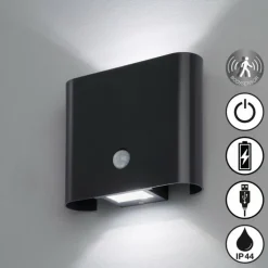 Applique murale d'extérieur FHL easy Magnetics LED Noir, 2 lumières, Détecteur de mouvement