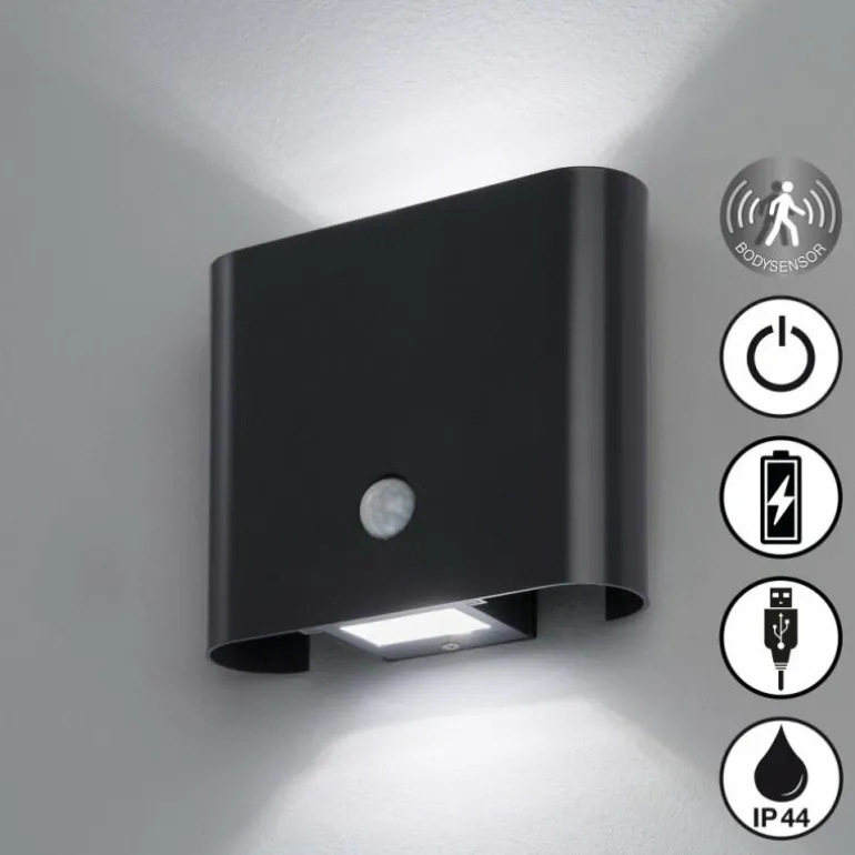 Applique murale d'extérieur FHL easy Magnetics LED Noir, 2 lumières, Détecteur de mouvement