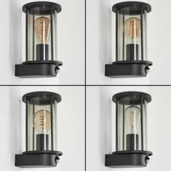 Applique murale d'extérieur Sumalao Noir, 1 lumière, Détecteur de mouvement